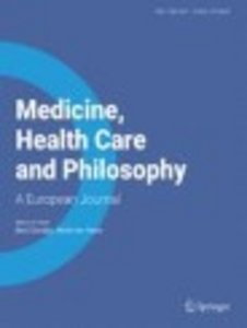 Forsiden på Medicine, Health Care and Philosophy online version inden inklusion i den endelige udgave som den figurer på siden. Rettigheder: Medicine, Health Care and Philosophy