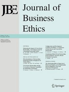 Front page of Journal of Business Ethics volume 138, No. 1