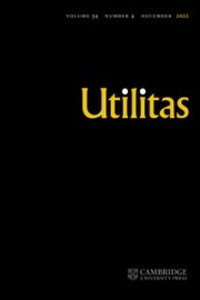 Cover of Utilitas, online version of record before inclusion in an issue.  Rights: Utilitas, Cambridge University Press