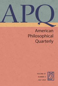 Front page of American Philosophical Quarterly, rights Scholarly Publishing Collective Front page of American Philosophical Quarterly, rights Scholarly Publishing Collective