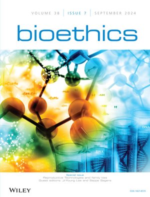 Front page of Bioethics, rights Wiley